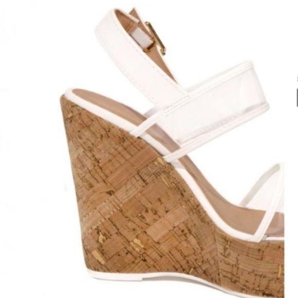 Cork Wedges in White/Clear - Picture 5 of 5